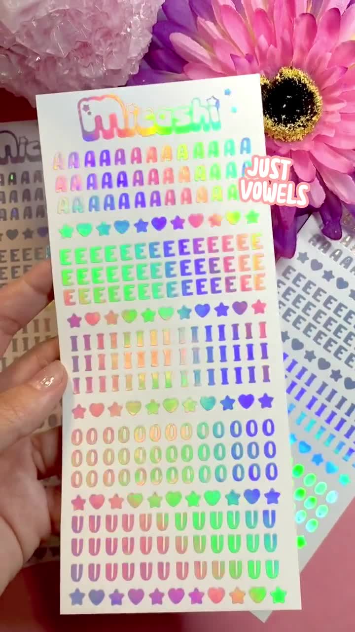 Holographic Letter Sticker Sheet, Alphabet Stickers, Typewriter Stickers