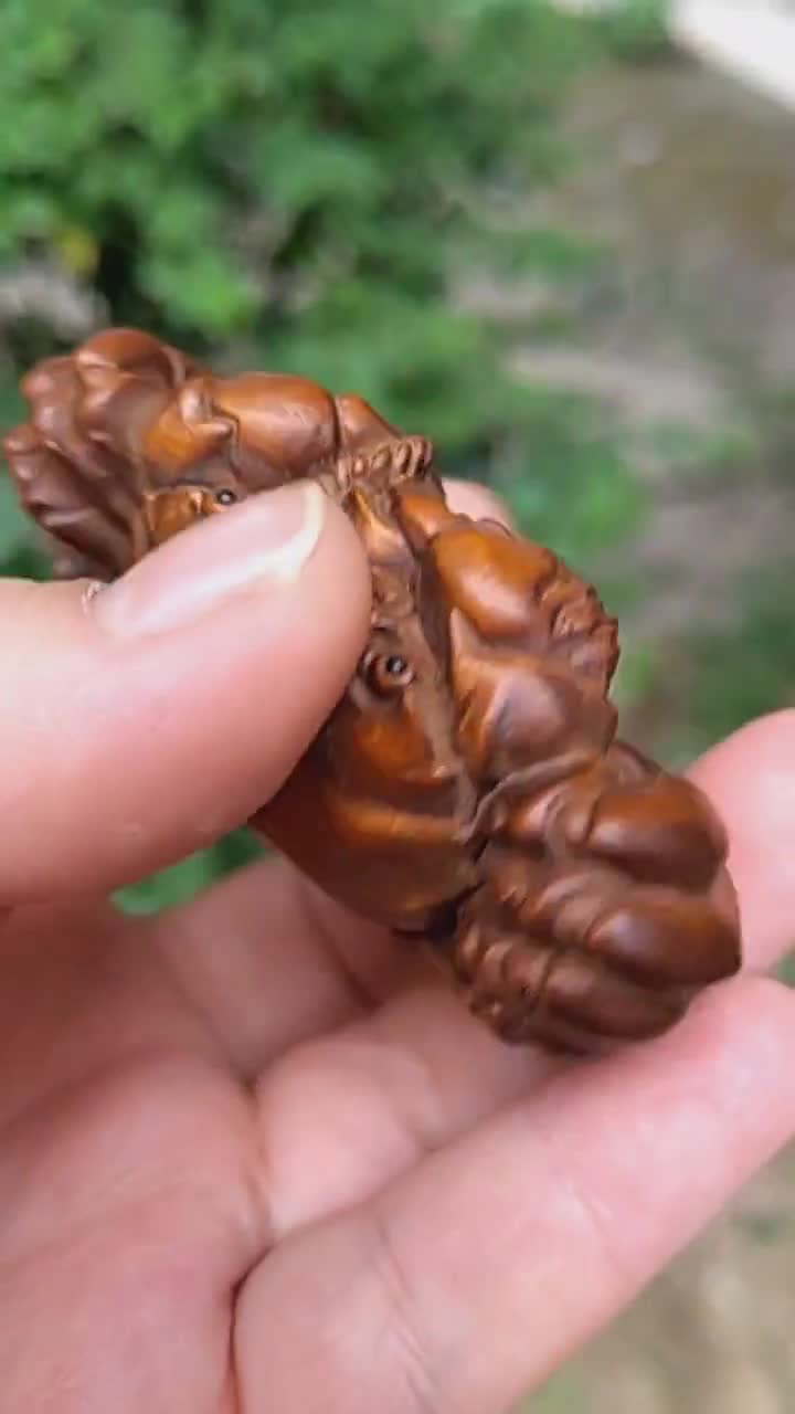 カニの像 木彫り 彫刻 完全手彫り カニの置物 ティーペット ギフト