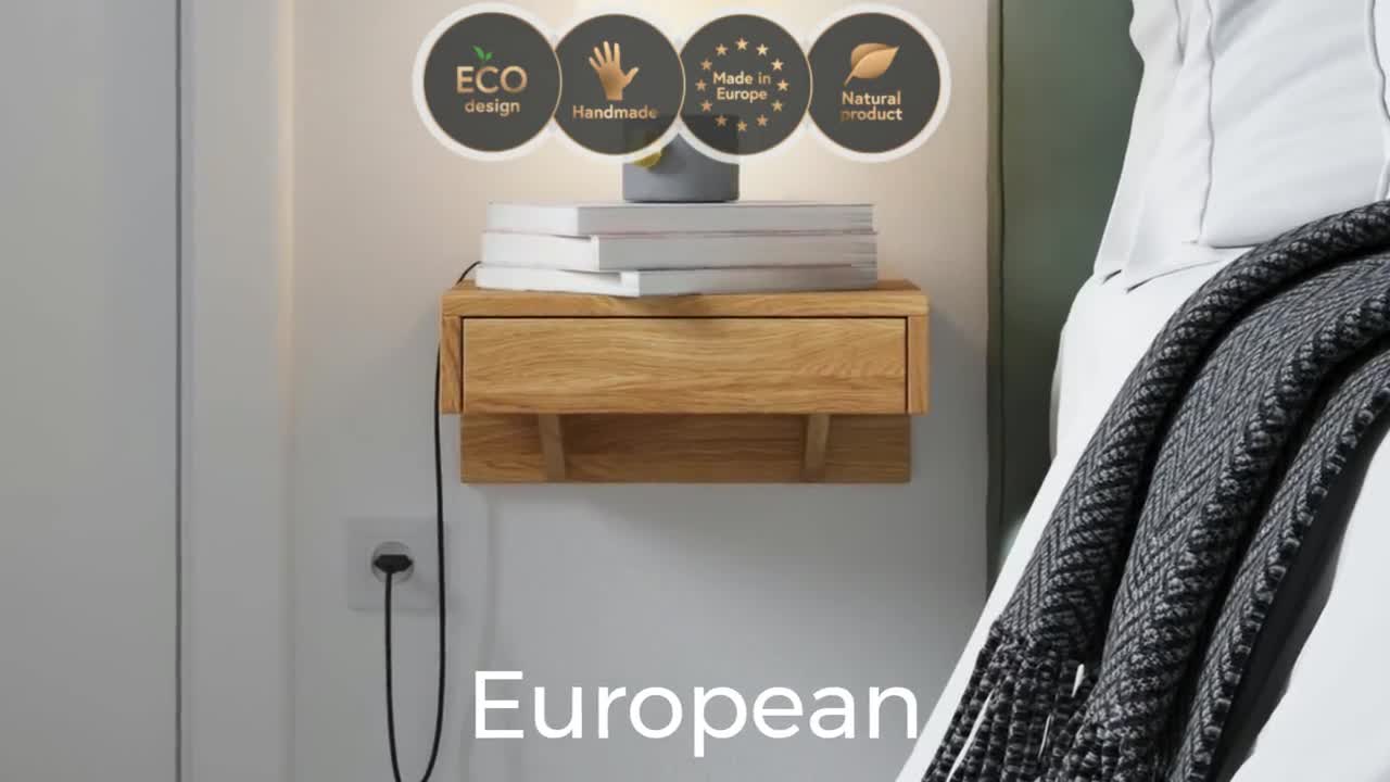 Organizador de mesita de noche flotante Mesita de noche de madera, cajón  flotante, mesita de noche blanca, estante colgante de pared Muebles  europeos -  España
