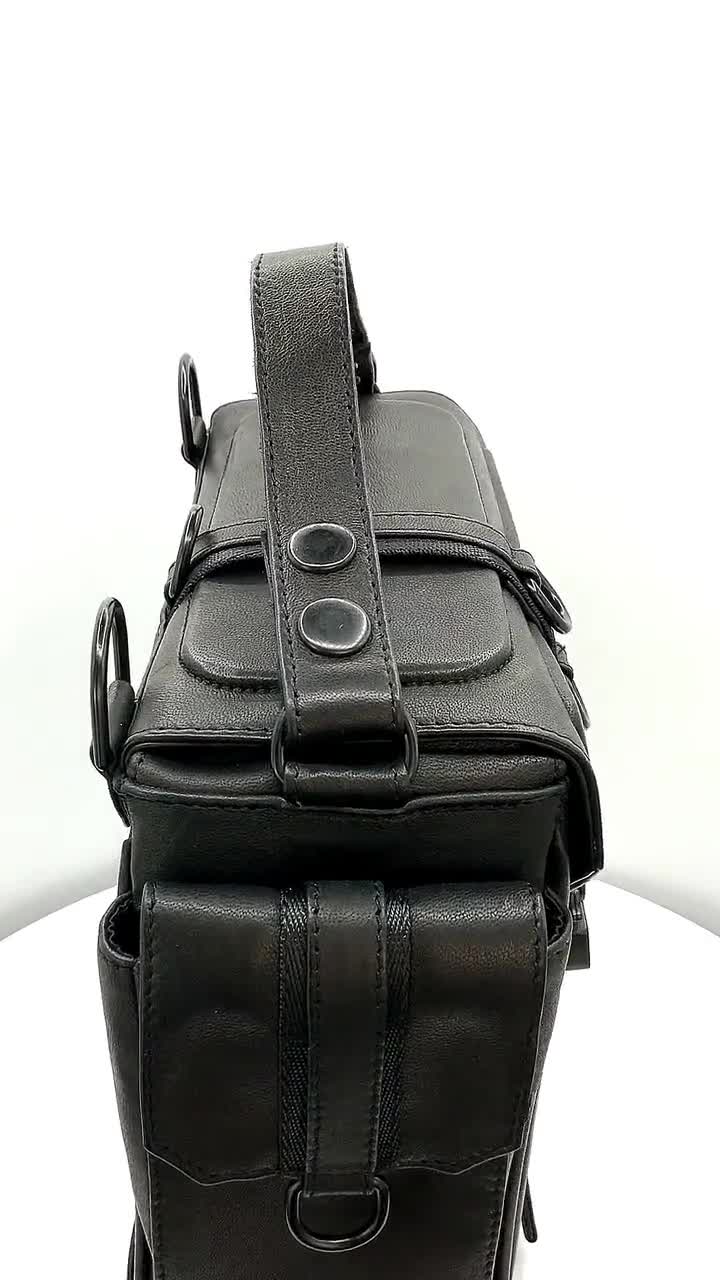 Tech8 Black Leather Backpack and Bag I Crossbody Bag I Leather