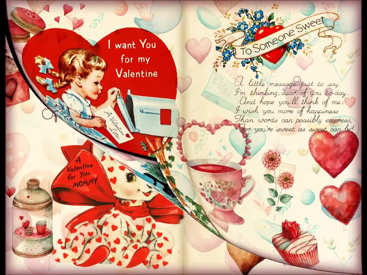 Valentines Scraps, Vintage Valentine Animals, Valentine Images