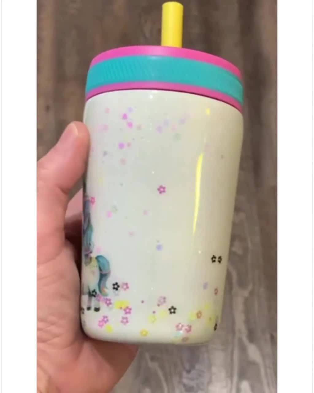 Unicorns, Cupcakes & Glitter, 12oz Zak Kids Stainless Steel, Epoxy Cup,  Insulated, Silicone Straw, Personalization Available ready to Ship 