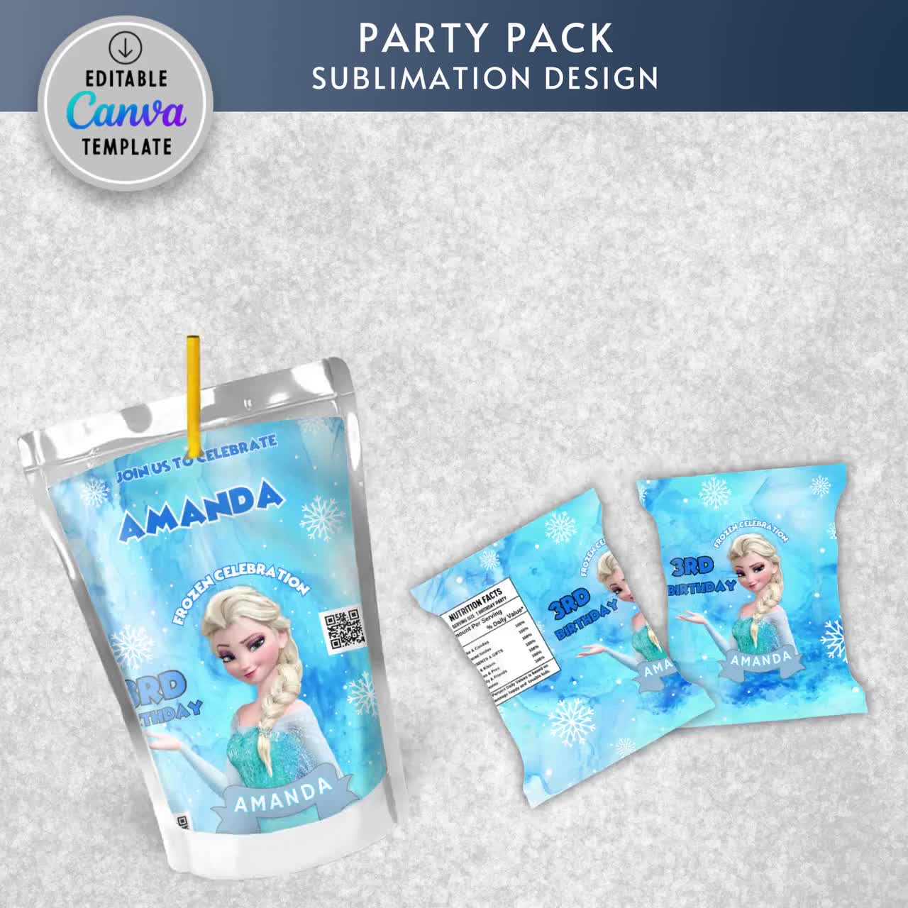 Frozen Birthday Party Bundle - Frozen Treats - Chip Bag - Capri Sun - Water Bottle Labels - Personalized - DIGITAL FILE video poster