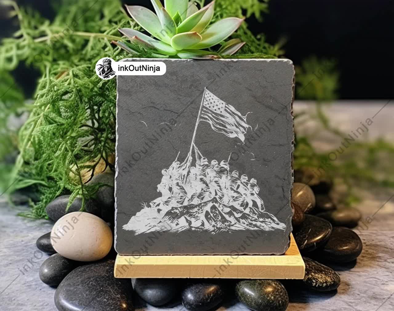 硫黄島国旗掲揚 アメリカ軍 摺鉢山 第二次世界大戦 戦闘 SVG、Dxf、Eps