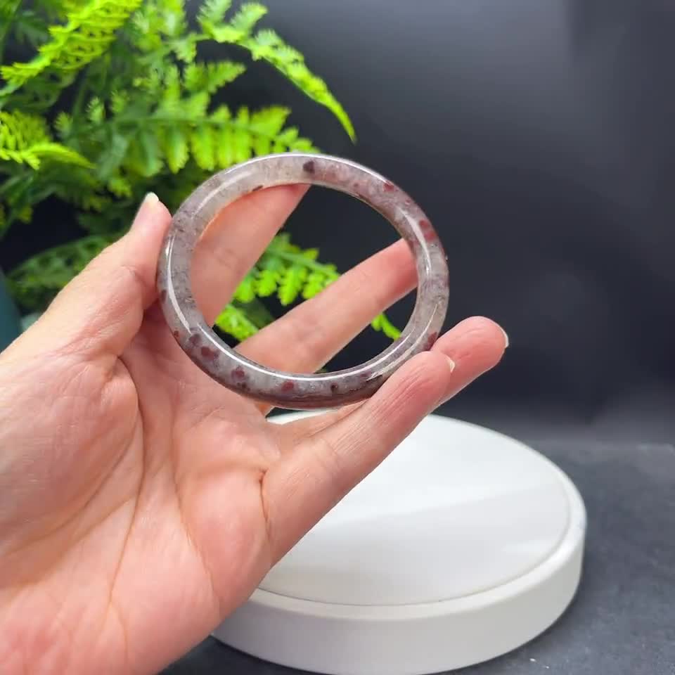Unique Landscape Agate Bangle 59MM Flake Ice Starlight
