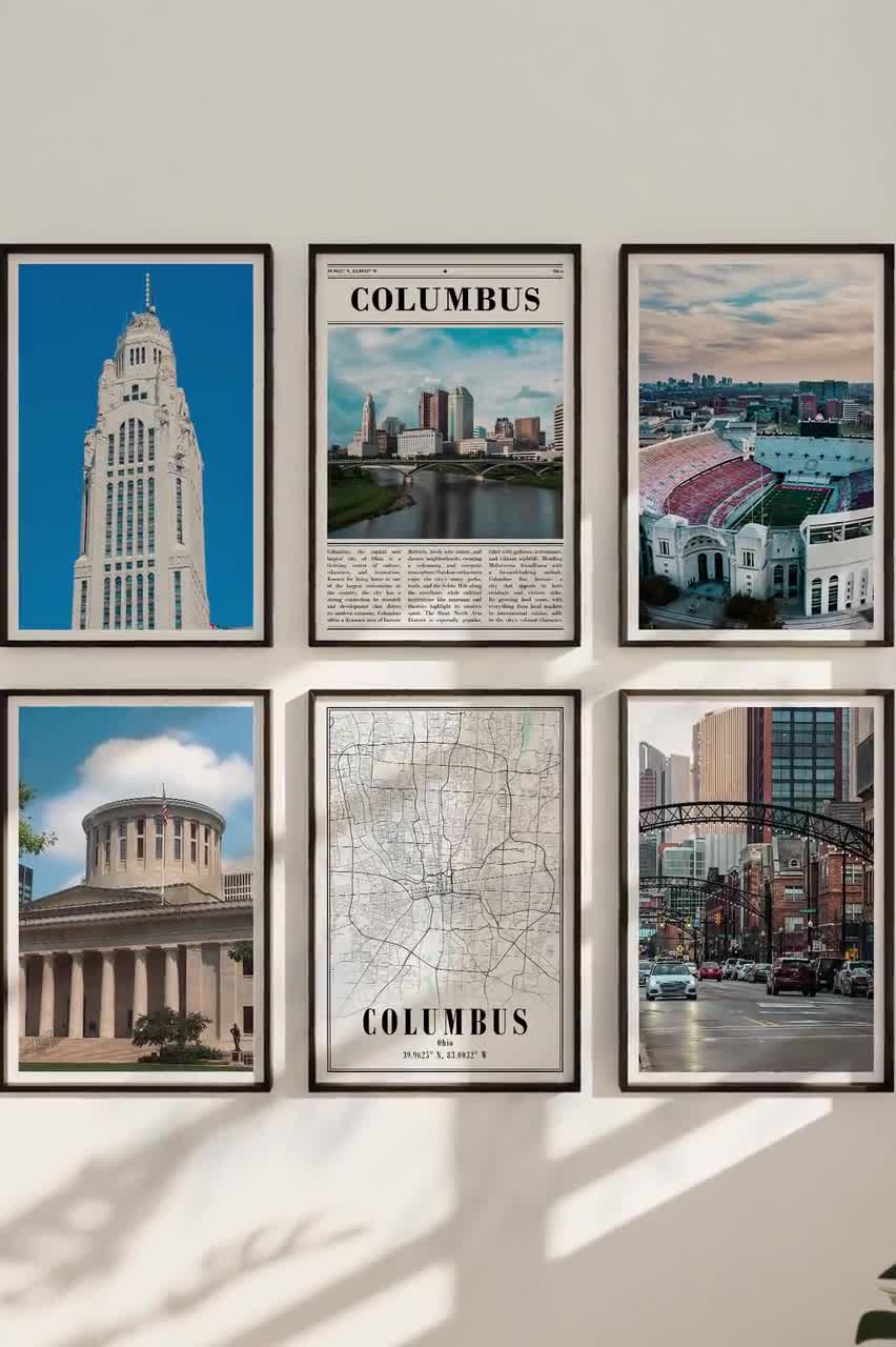 Columbus City Ohio Wall Art Set of 6 – Printable Home Office, Airbnb Decor  custom