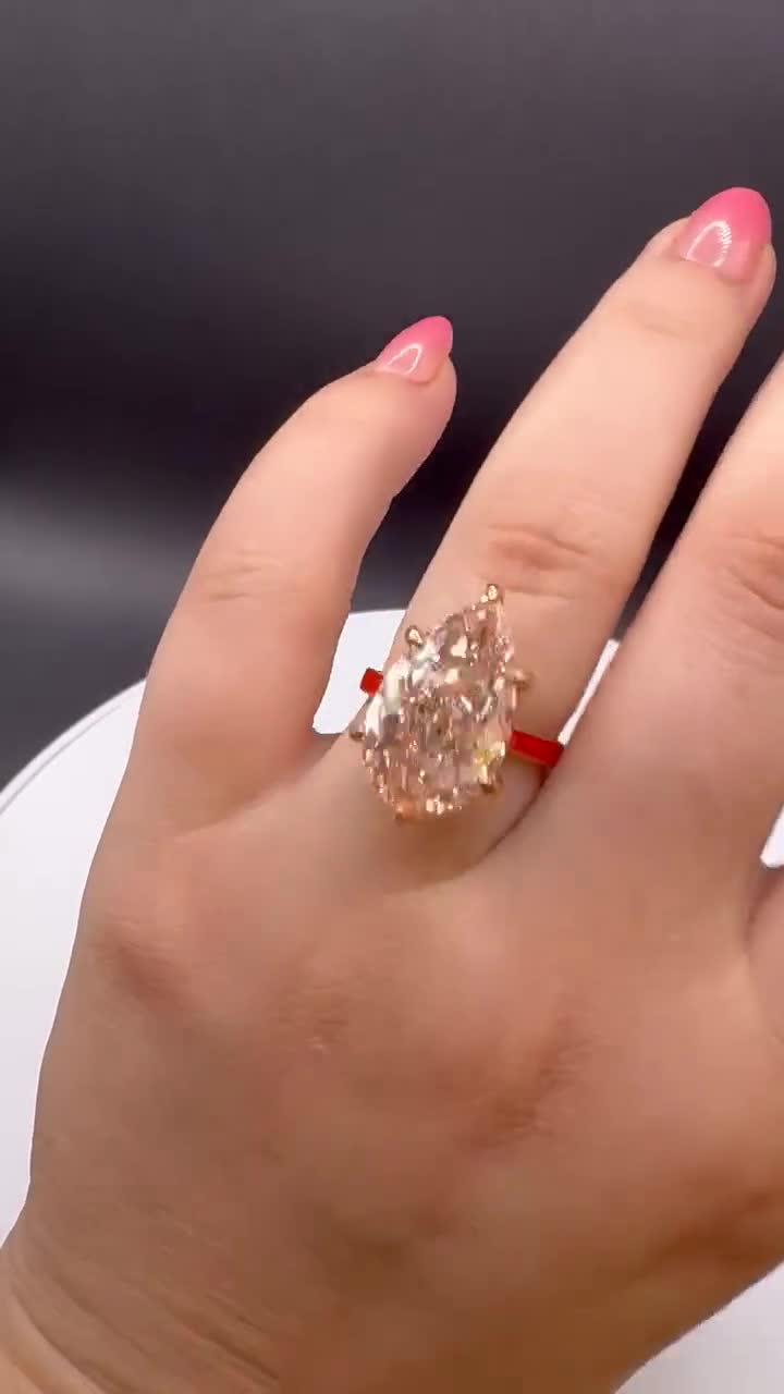 10ct Pink Diamond Enamel Finish Engagement Ring - Etsy