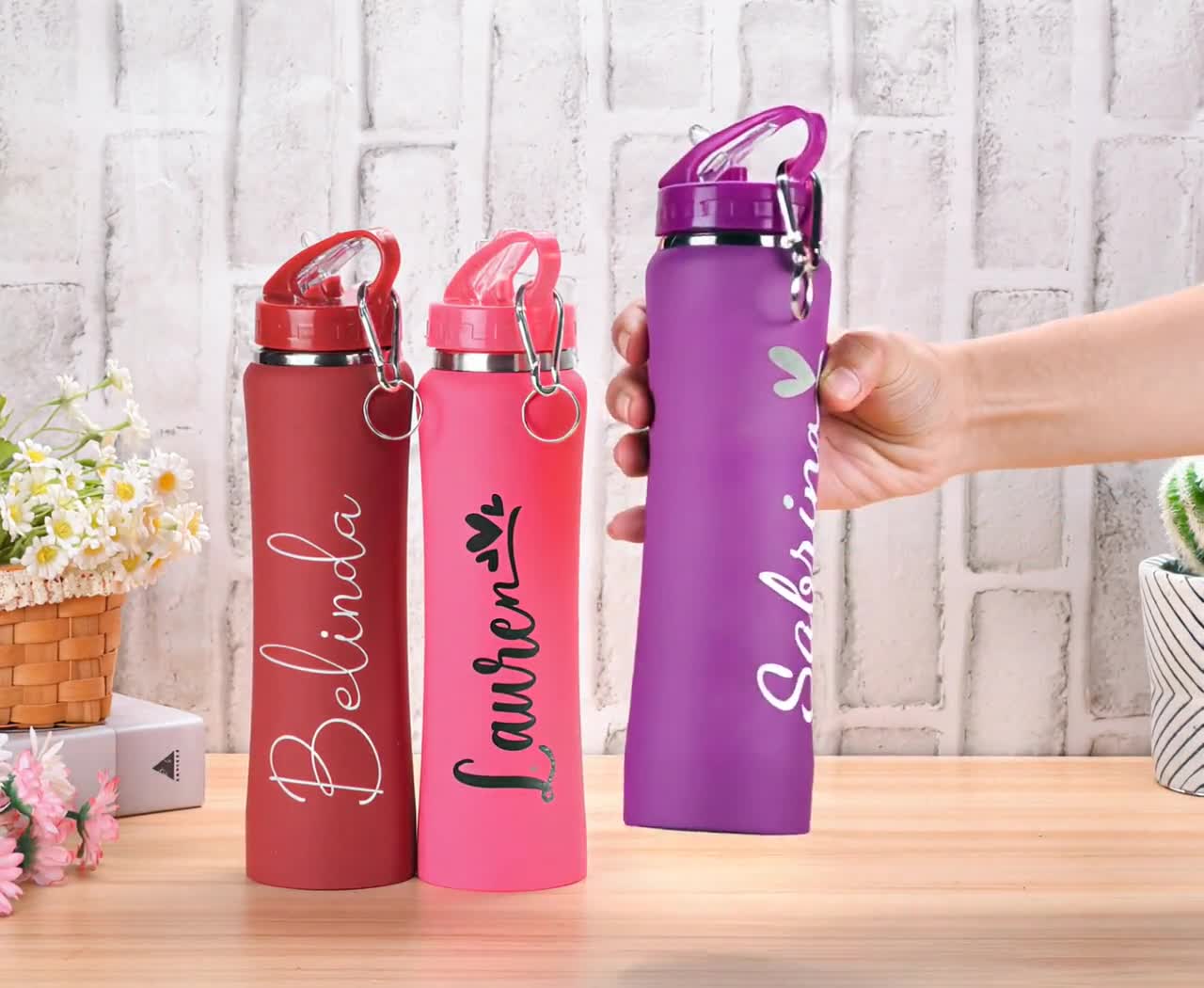 Botella de agua con nombre grabado: botella de acero aislada personalizada, image size:1280x1050