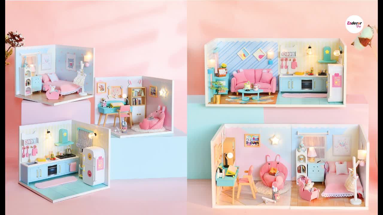 Rolife Dollhouse DIY Miniature Set Garden House LED Model Building Kit  Hobby CraftHome Decor-Christmas Birthday Gifts for Boys Girls Women Friends