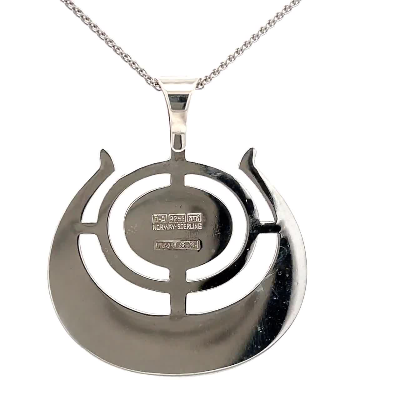 Vintage David Andersen Sterling Silver Amazonite Pendant - Bjorn