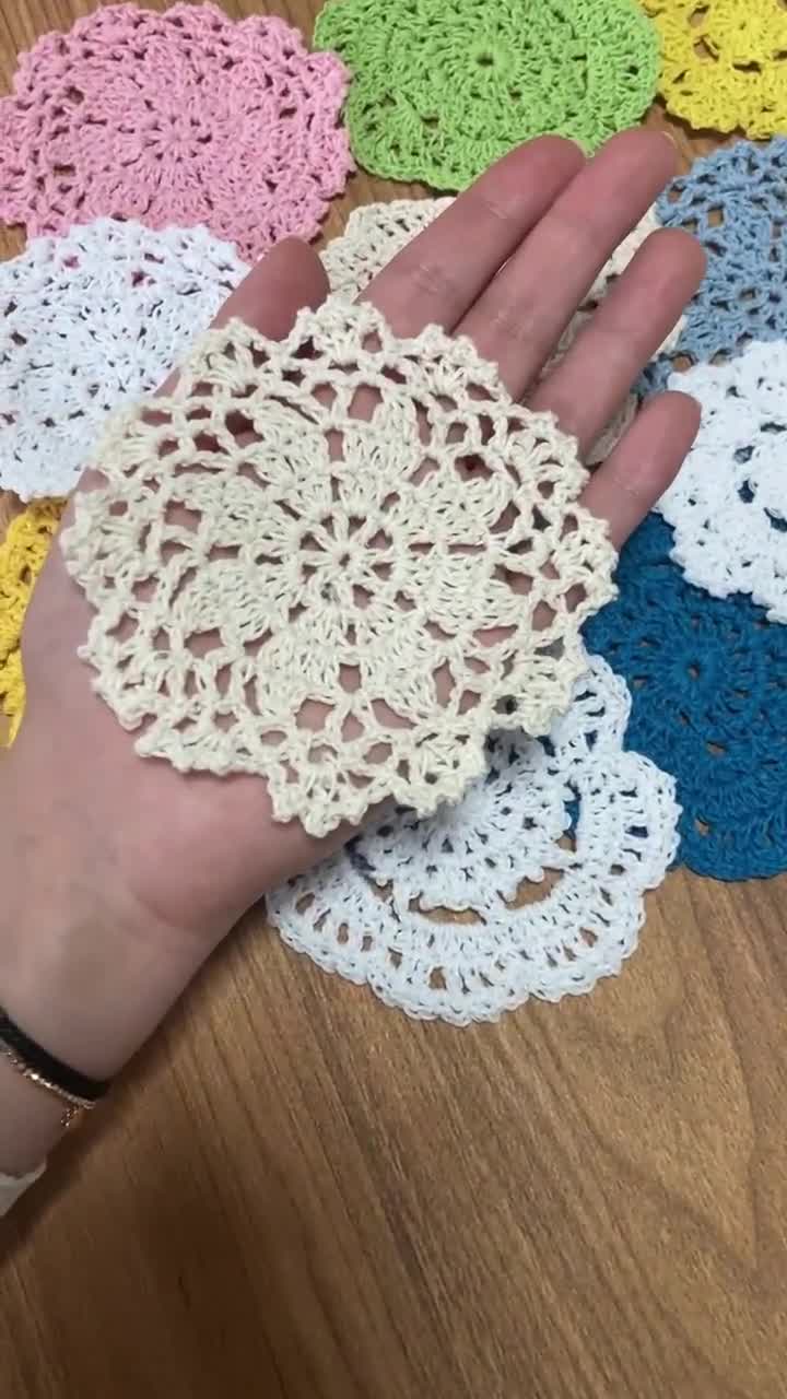 Lot 15 Mixed Hand Crochet Round Small Doilies for Crafts Petal Floral  Snowflake Assorted Scrapbooking DIY Gift Embellishments 