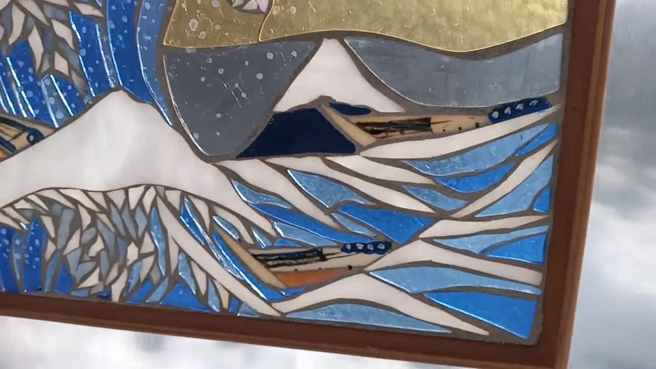 The Great Wave off Kanagawa by Hokusai on a Glass Cutting Board