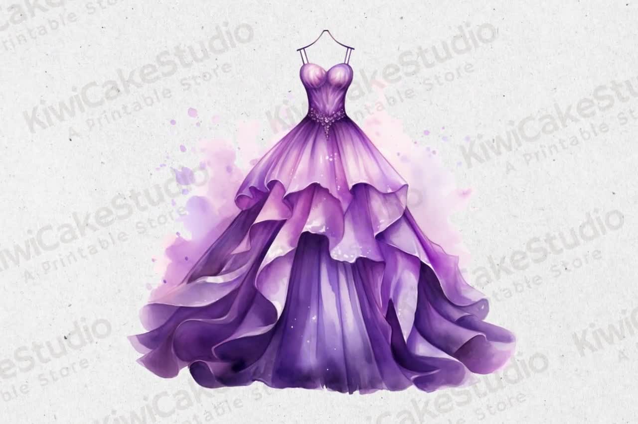 purple dress clipart Purple Princess Dress Clipart, 10 High Quality Jpgs, Commercial Use,  Instant Download, Fantasy, Magical, Card Making, Beautiful Cute Gowns
