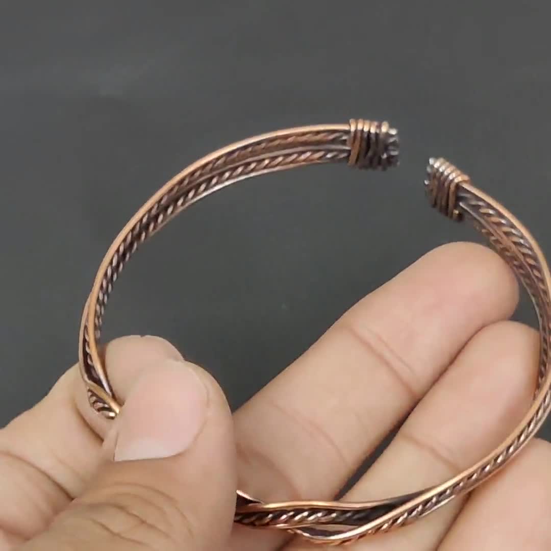 Pure Copper Cuff Men Bracelet Braided Wire Wrapped Copper -  UK