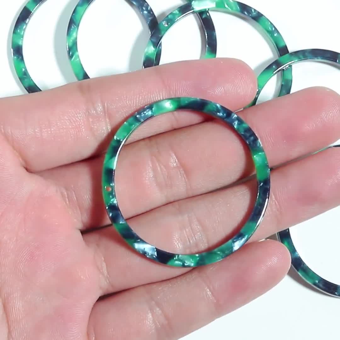 Acetate Hoop Earrings Charms - Circle Shaped Pendant