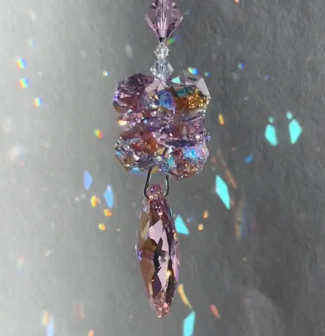 スワロフスキークリスタルサンキャッチャー 38mm AB ロザリンピンク