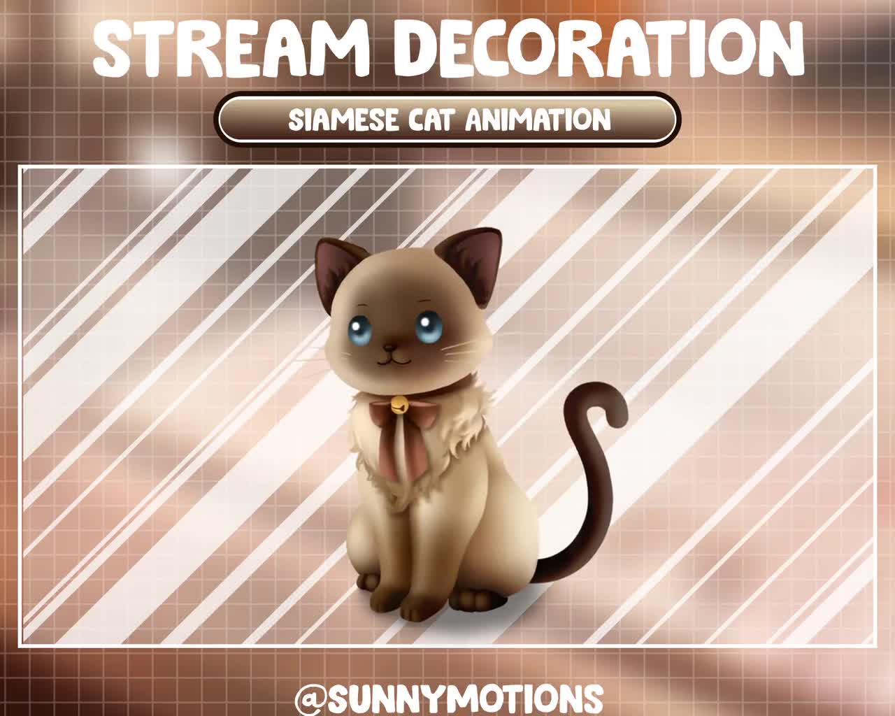 Animated Stream Decoration Animal Soft Plushy Toy / Lofi Aesthetic The  Siamese Cat / Kawaii Twitch Overlay / Brown Coffee Asian Kitty Add-on