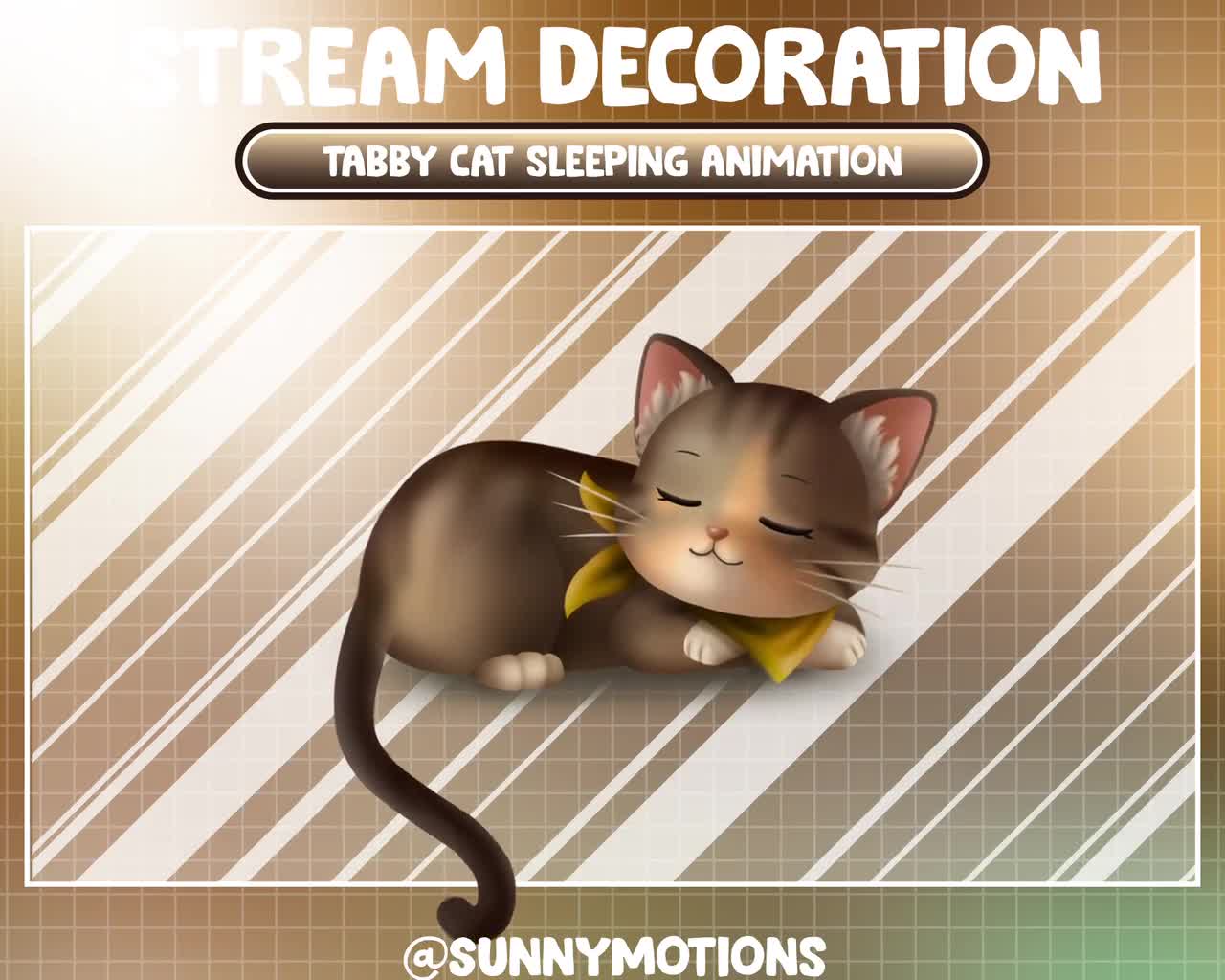 Animated Stream Decoration Cute Pet Animal / Lofi Aesthetic Brown Tabby Cat  Sleeping / Kawaii Twitch Overlay / Calico, Tabby Kitty Add-on