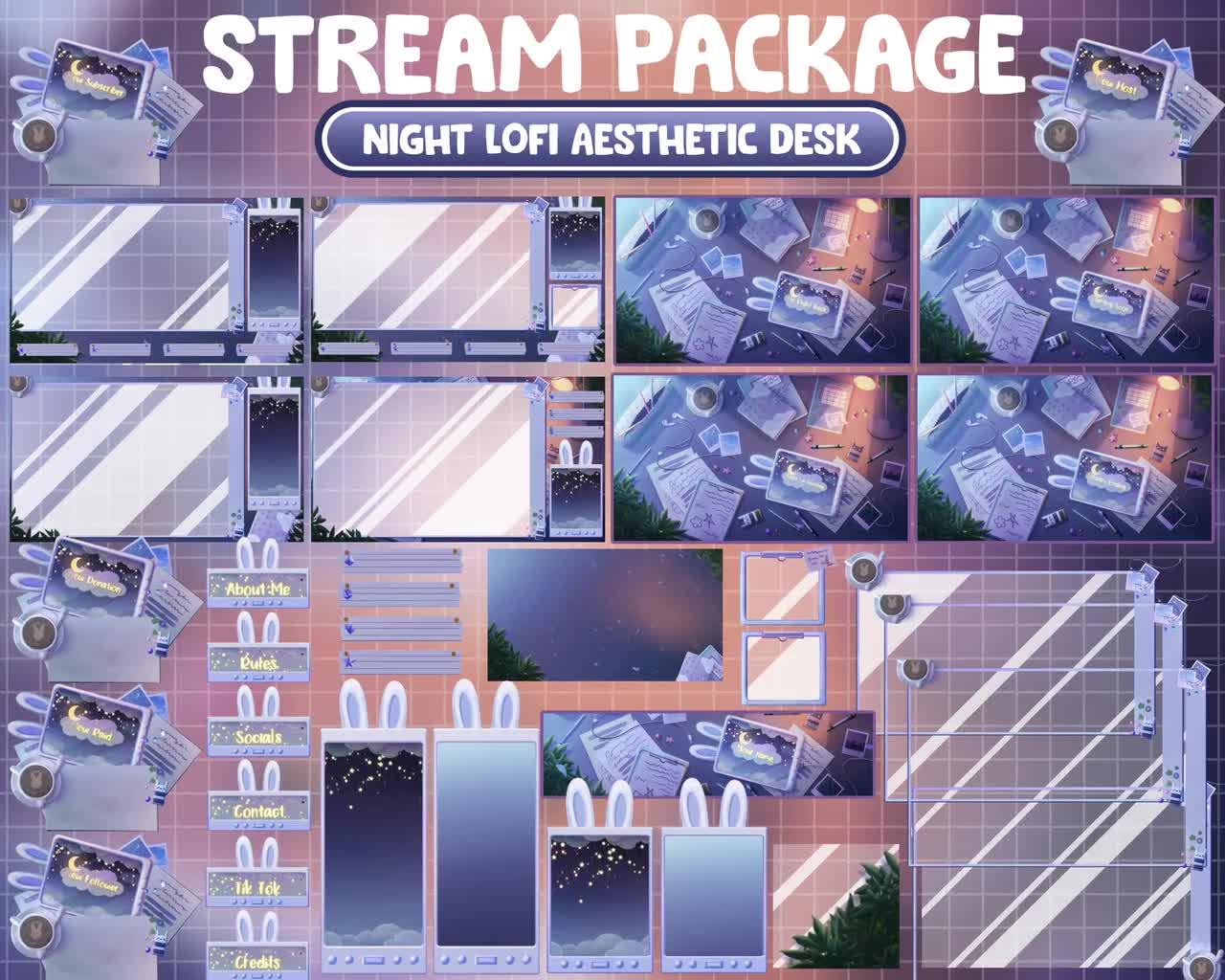 Raccoon Midnight – Twitch Stream Overlay Package (Alerts/Webcam