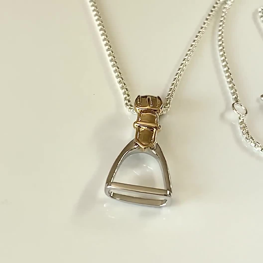 Stirrup Pendant Necklace Perfectly Sculpted in 925 Silver, From