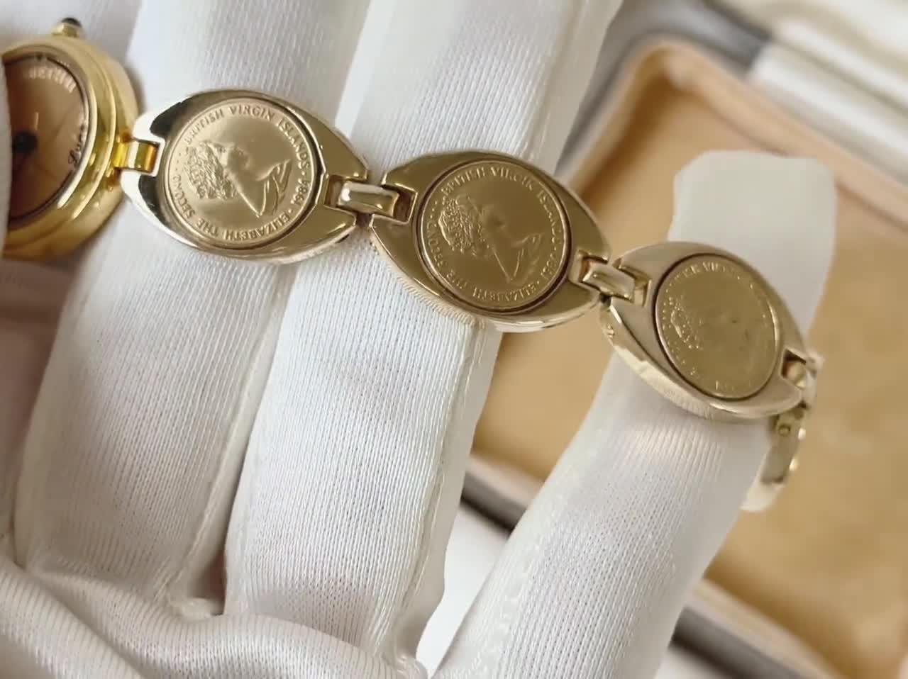 ヴィンテージ LUNE ゴールドトーン エリザベス2世 コイン レディース