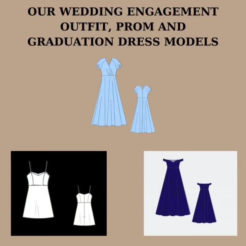 Wedding, engagement, prom, graduation dress sewing pattern | A0 A4 US  Second | US 2 to 30