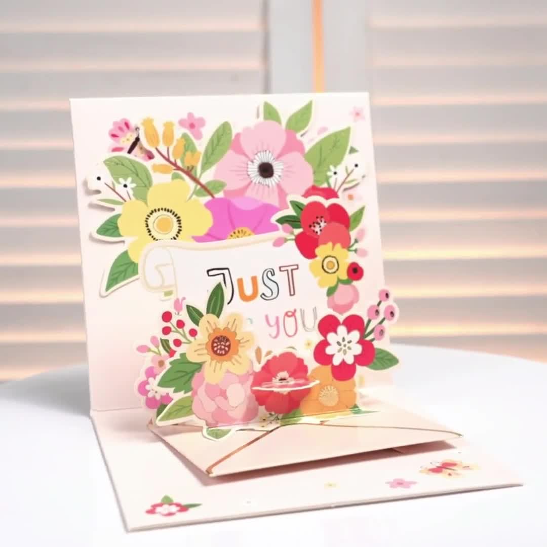 3D POP UP Greeting Card Bird House Design With Envelope - Lemon/Cream Colors