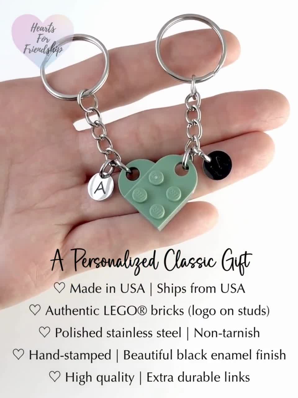 Heart Keychain Set - Made With Authentic LEGO® Bricks, INITIALS