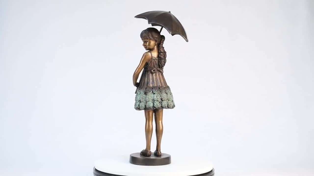 IDYL Scultura in bronzo per bambini | 140 x 55 x 55 cm | Figura per bambini in bronzo lavorato a mano | ideale come scultura da giardino o decorazione per laghetto