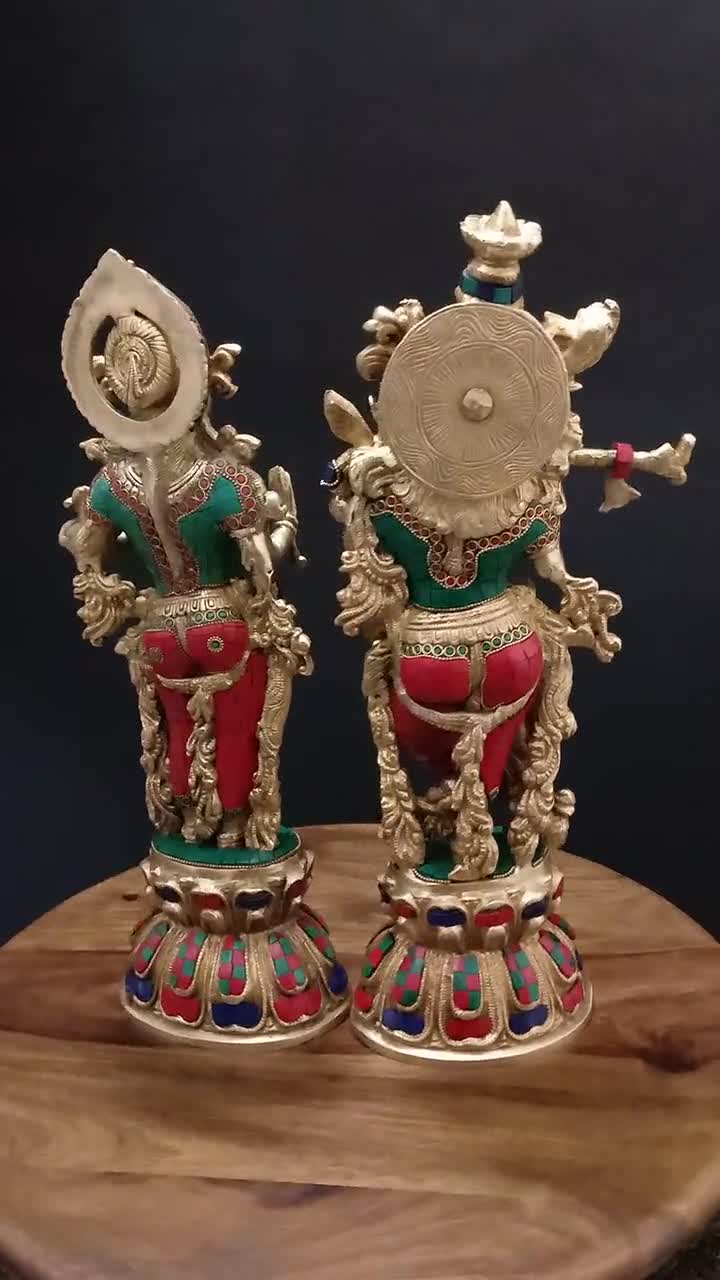 Radha Krishna Statue brass, 46 cm Big Large Size Brass Radha Krishna  Figure, Radha-Krishna Sculpture, Hindu Divine couple.