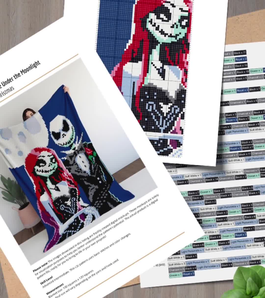 Patrón de manta de crochet de Jack y Sally: Amor espeluznante C2C (Descarga digital) video poster