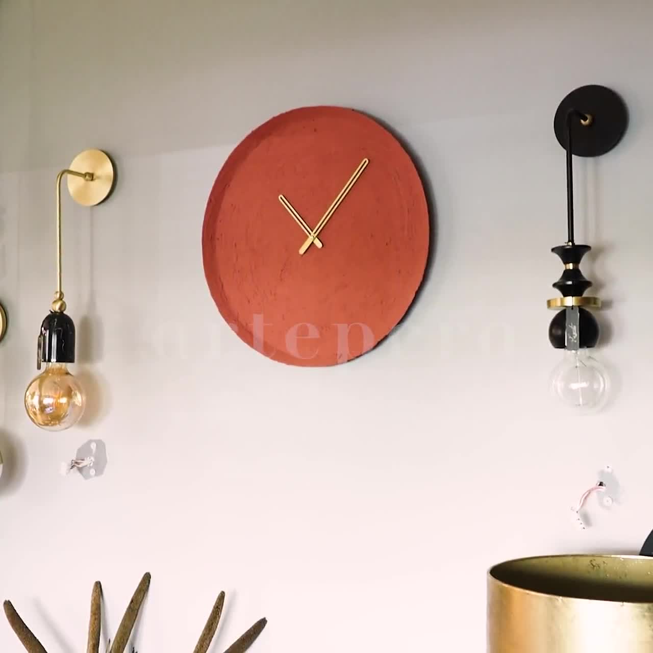 Modern Metal Wall Clock, Large Wall Clock, Non-ticking Clocks for