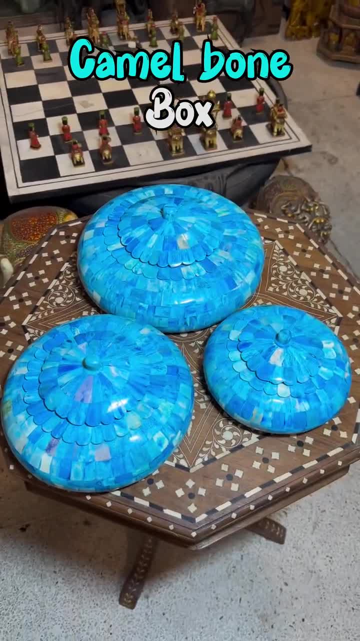 手作りの骨象嵌宝石箱 | 丸い箱 | ギフトボックス | 装飾箱 | 彼女への