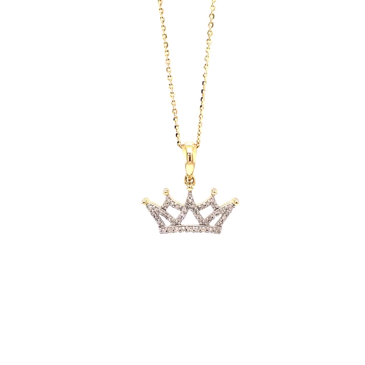 Real 925 Silver Iced Hip Hop Diamond King Crown Medallion Pendant Necklace  Gold