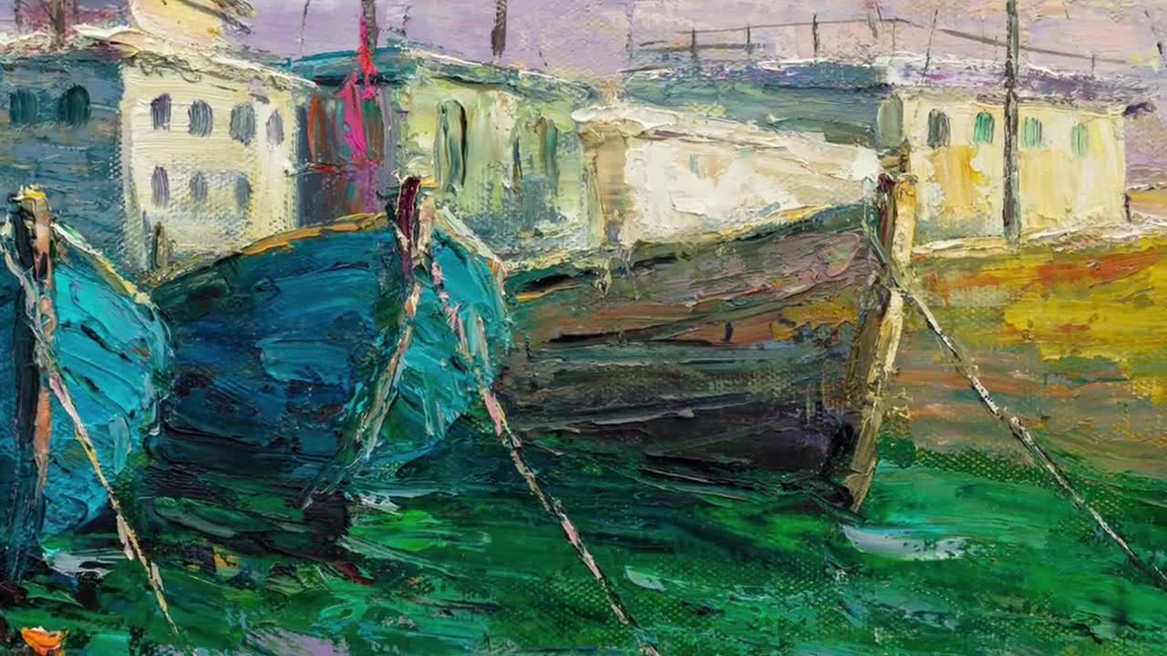 Oil Painting, Fishing Boat at Dawn, Contemporary Painting, Rustic Wall –  georgemillerart