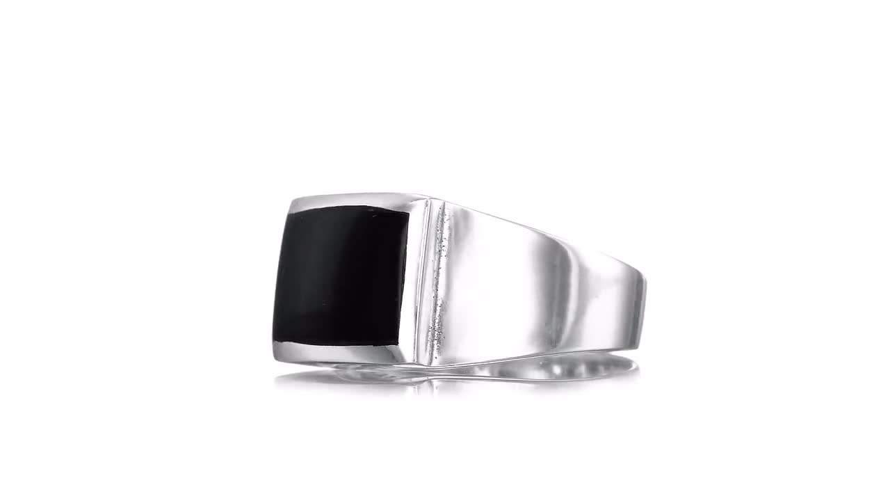 Black Onyx Men's Silver Ring