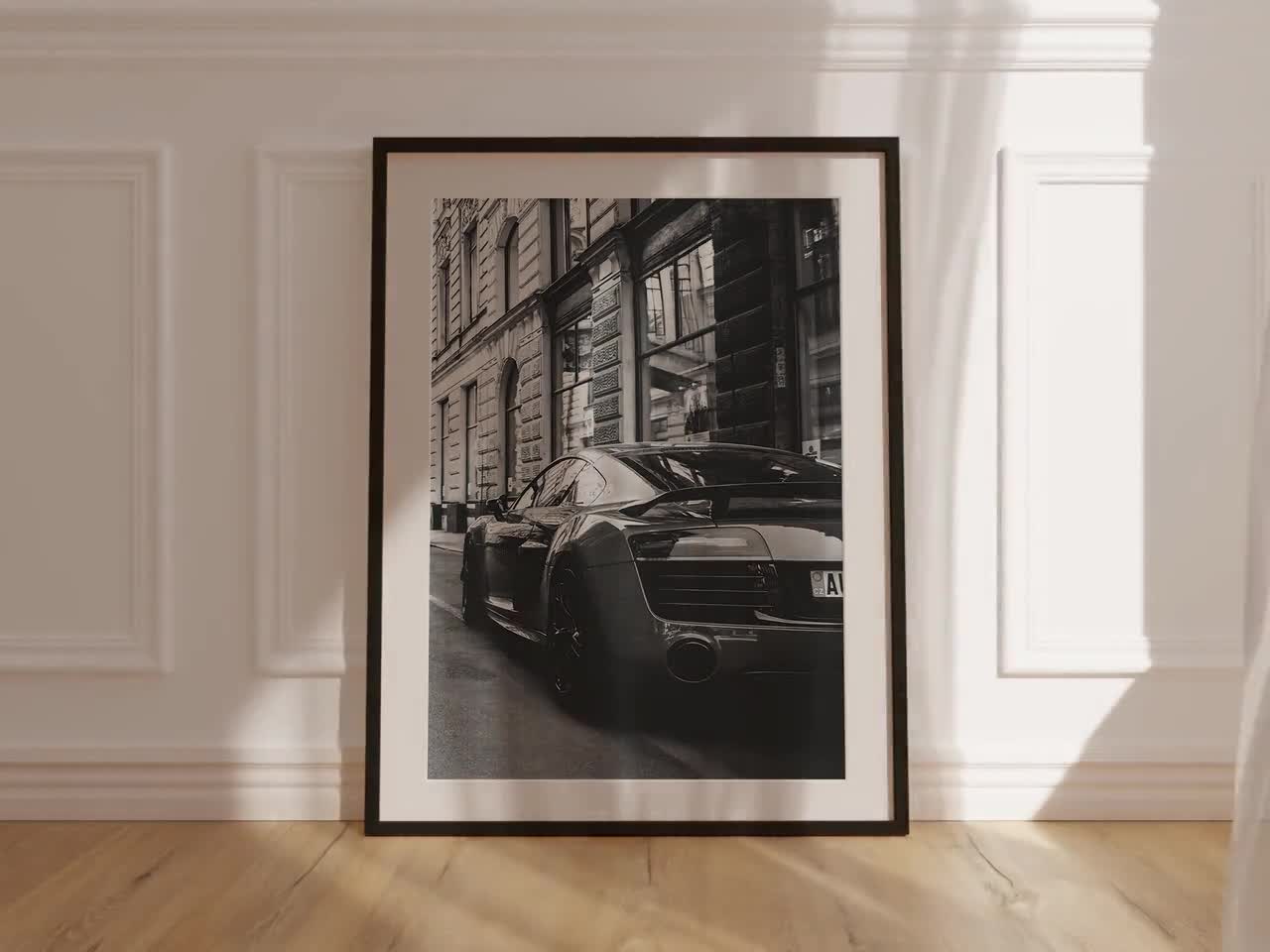 Supercar Poster per Audi R8 Rosa Sport Car Poster Decorativo Tela Poster da Parete e Art Print Modern Family Camera Decor Poster 50 x 75 cm