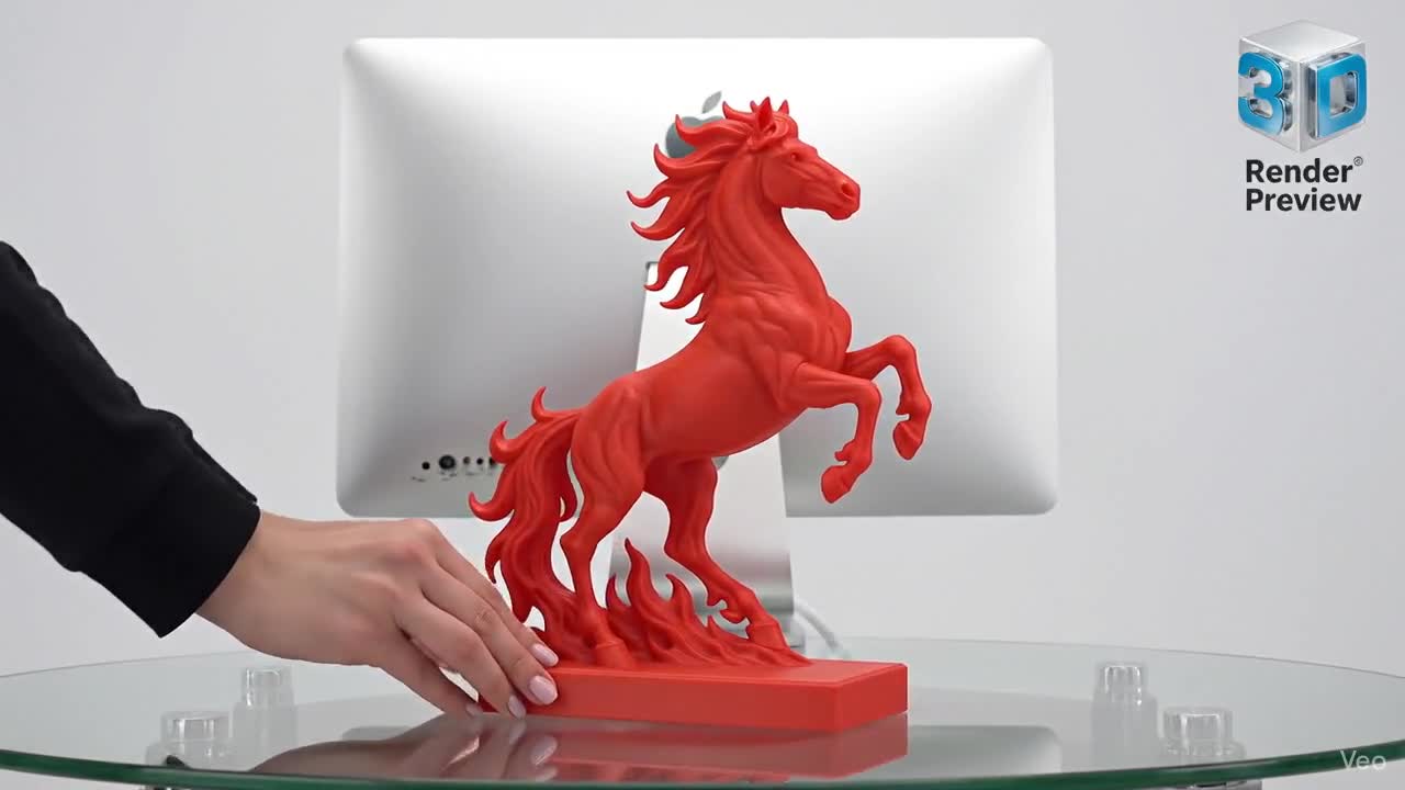 火の馬の置物 – 2026年のシンボルモデル（3Dプリント用）｜干支の像
