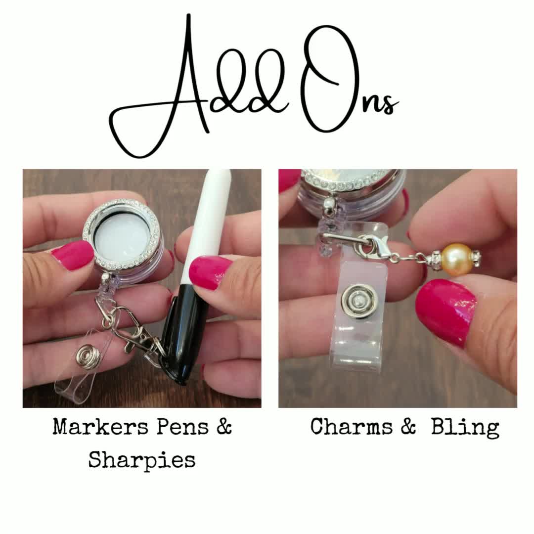 Mini Sharpie and Mini Pen Set,badge Reel Clip on Pen and Sharpie Pen, Badge  Reel Accessories, ID Clip on Pen, Clip on Pen for Badge Reel 