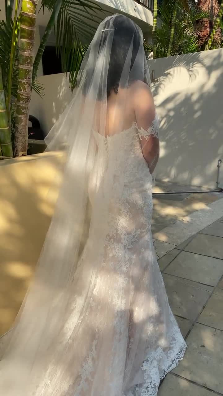 Ultra Sheer Wedding Veil, Minimalist Veil, Sheer Drop Veil, Two