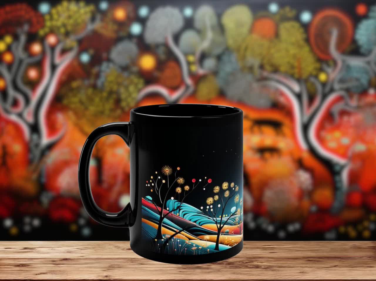 Aboriginal 'Dreamtime' with an 11oz Black Ceramic Coffee Mug - A Canvas of  Inspiration for Artistic Coffee and Wonderful Gift Ideas