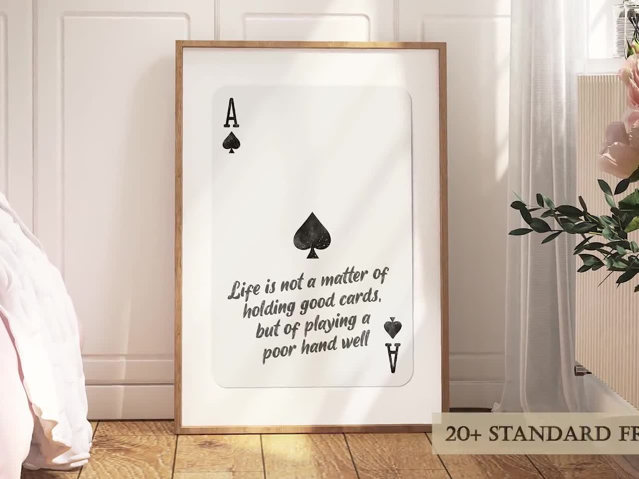 Ace of Spades Print, Trendy Playing Card Artwork, Motivational