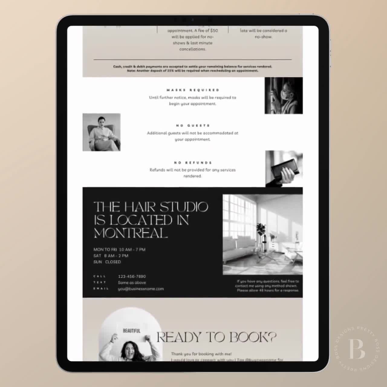 Plantilla de programación Acuity, diseño de sitio web de reservas para peluqueros (Canva editable) video poster