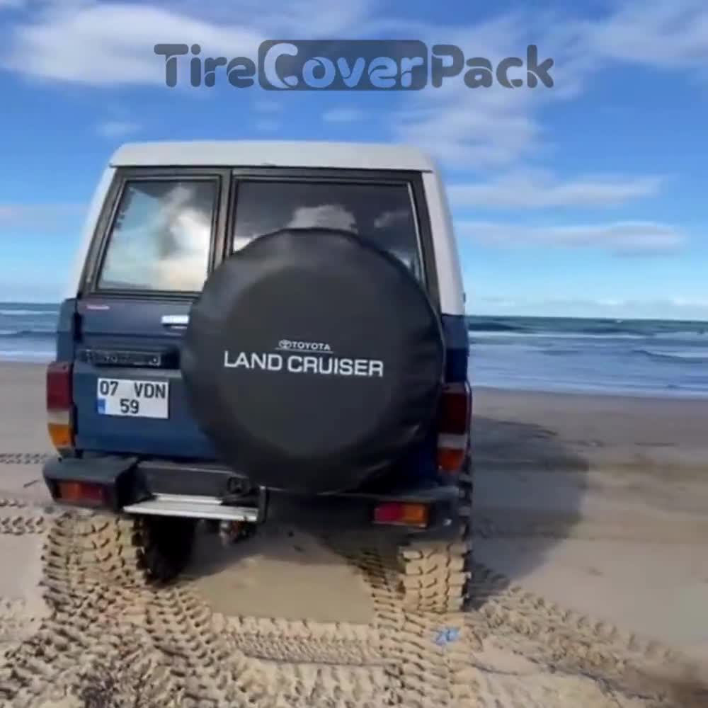 Leather-Look Spare Tire Cover For Toyota FJ Cruiser - 17 Inch Wheel Protector, Heavy Duty Vinyl