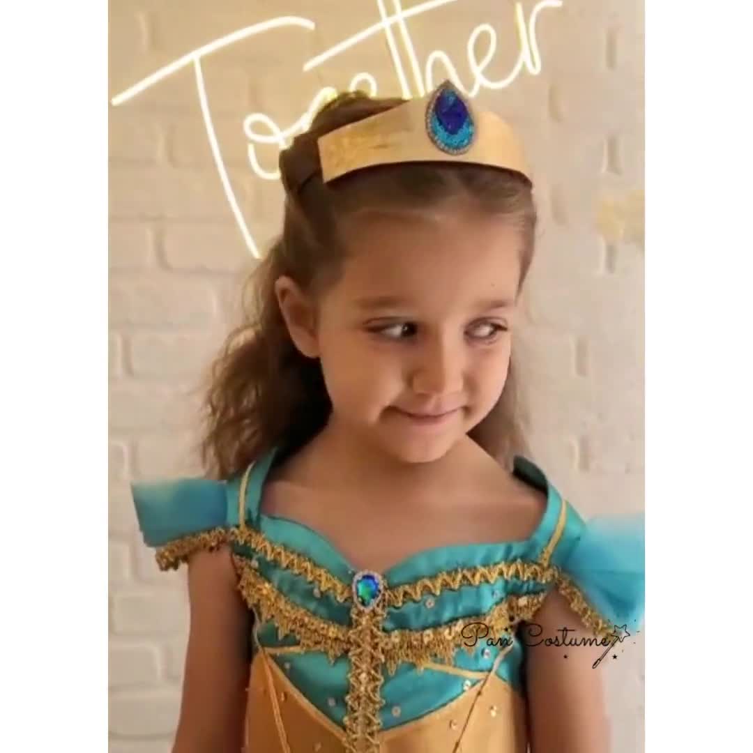 Costume da principessa Jasmine ispirato alla Disney, abito da festa per  bambini, costume di Halloween -  Italia