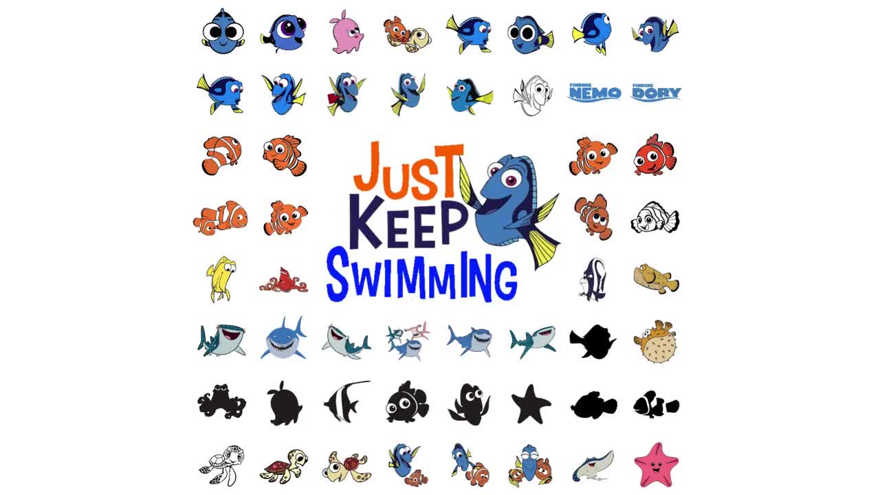 Just Keep Swimming SVG、ファインディング・ニモ PNGバンドル