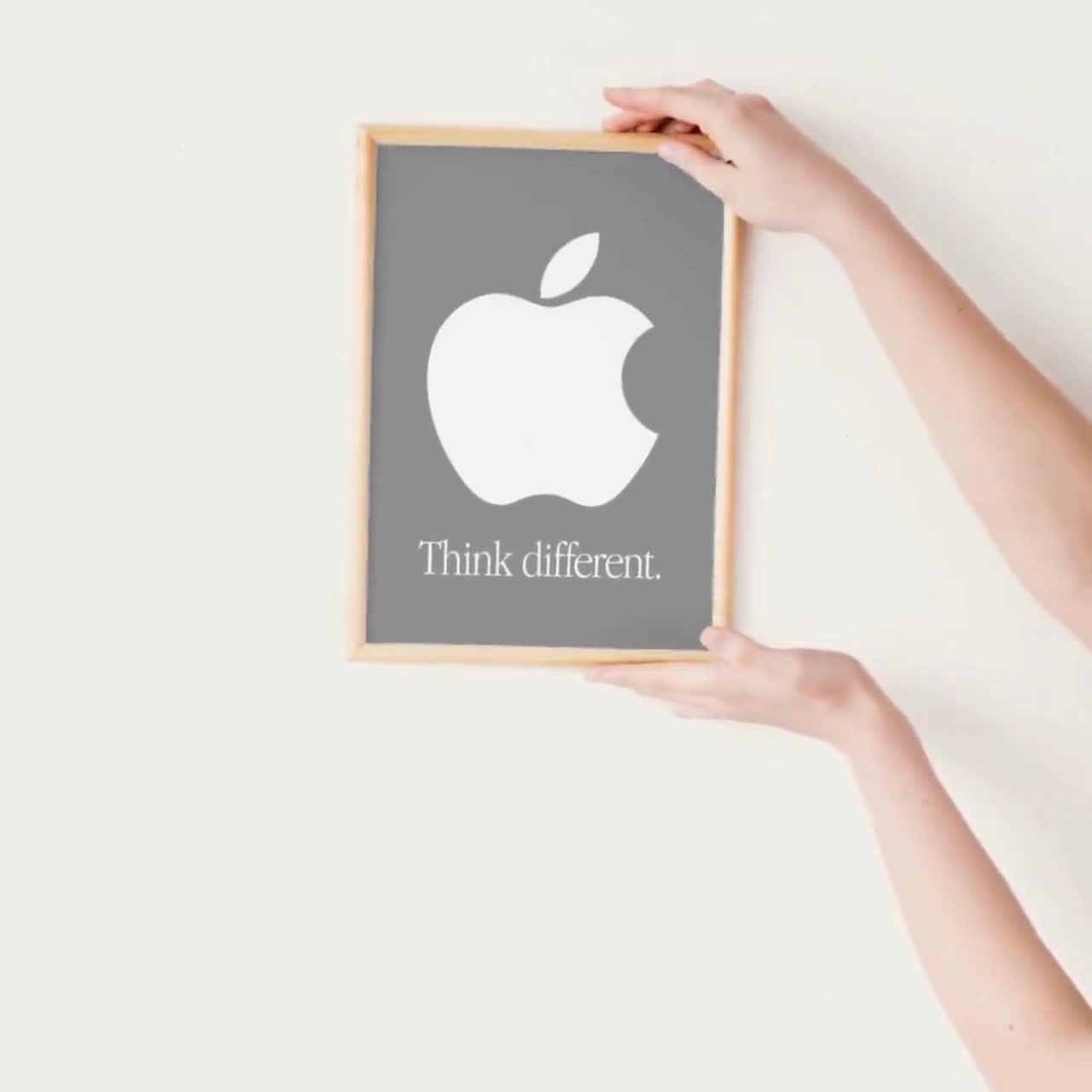 Apple Think Different Poster: Gray Logo, Workspace Decor (digital