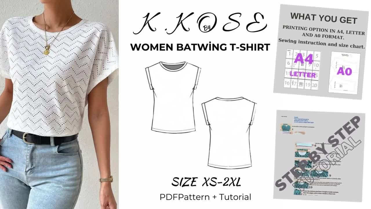 Batwing T-shirt Sewing Pattern / Women's T-shirt Pattern