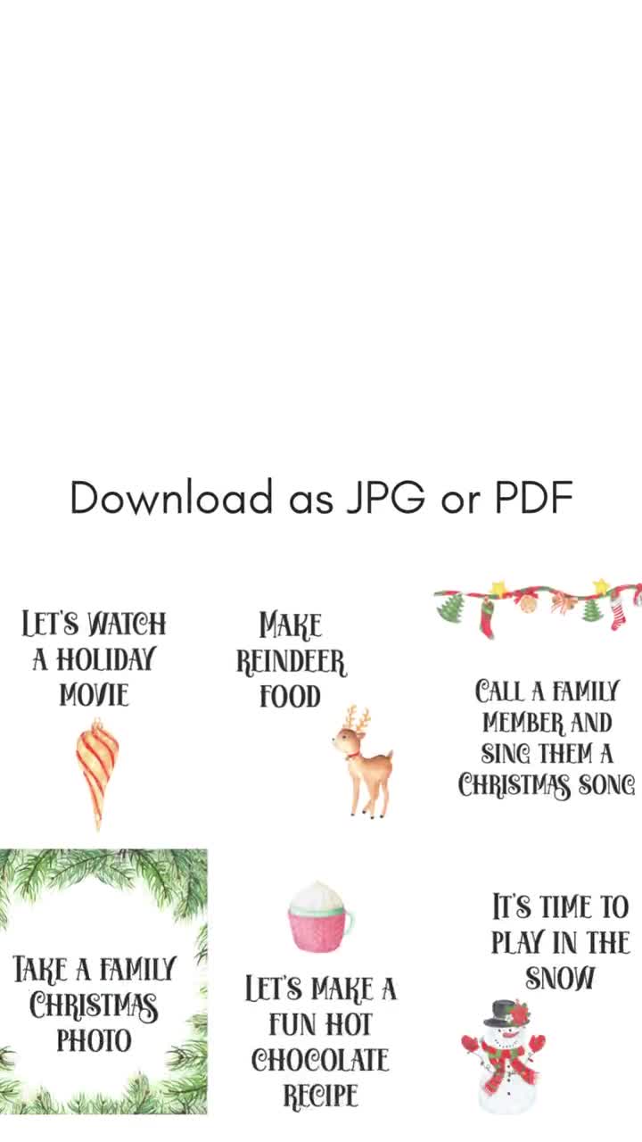Printable Christmas Advent Calendar, Christmas Activity Cards, Printable  Advent, Family Holiday Activities - Etsy