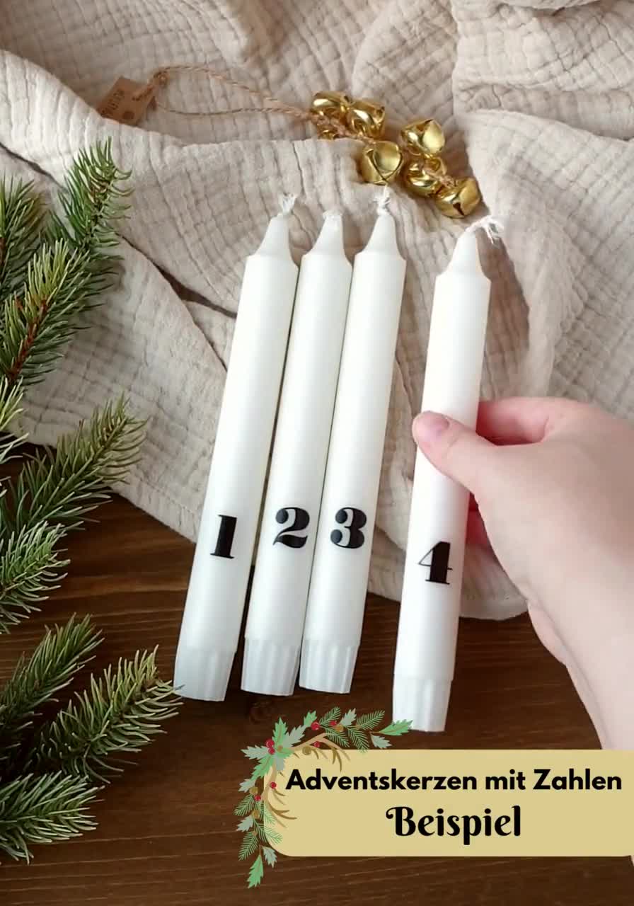 Minimalistische 1-4 im Adventskerzen, Etsy Kerzen Zahlen Schweiz - Set, Spruch für Weiß mit Adventskranz Stabkerzen mit moderne